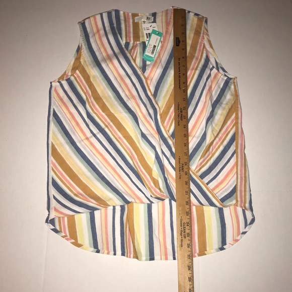 Kut From The Kloth White Striped Sleeveless Surplice Hi-Lo Top Womens Sz M Beach - Picture 13 of 13